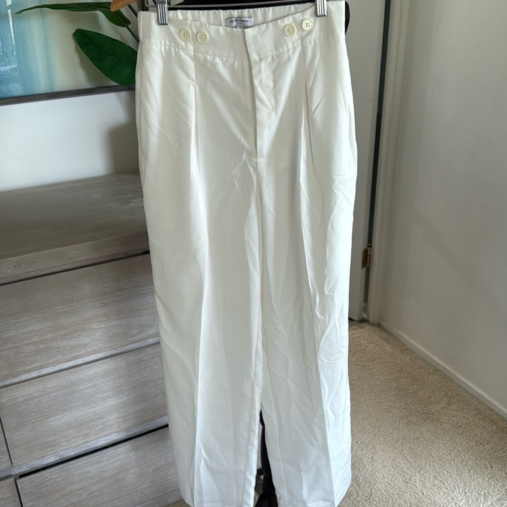Petite Studio White Dress Pants with Classic Styling